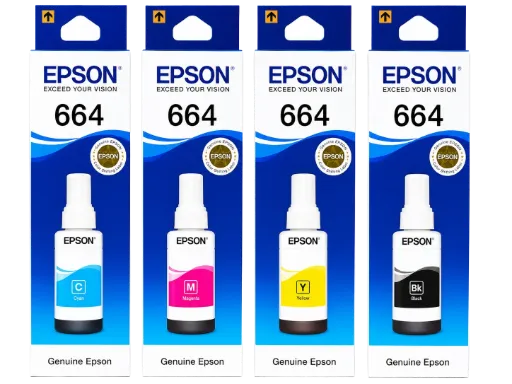 Epson T664 Original Ink Bottle Set – Black/Cyan/Magenta/Yellow