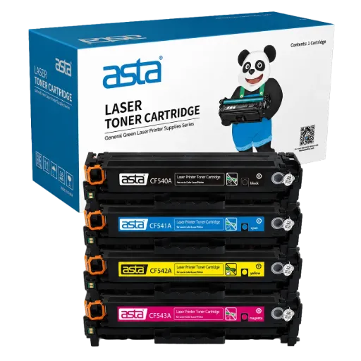 ASTA 203A Compatible Toner Cartridge Set (Replacement for HP CF540A / CF541A / CF542A / CF543A) – Black/Cyan/Magenta/Yellow