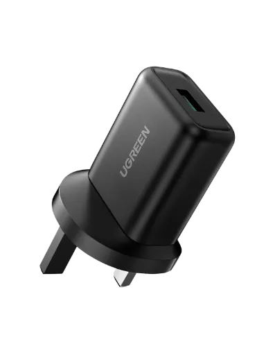 UGREEN 70165 Fast Charging 18W Power Adapter with QC3.0 UK Black