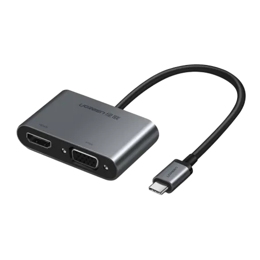 UGREEN 50505 USB-C to HDMI + VGA +USB 3.0 Adapter with PD Space Gray