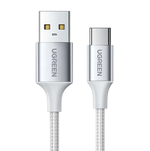 UGREEN 60131 USB-A 2.0 to USB-C Cable Nickel Plating Aluminum Braid 1m (White)