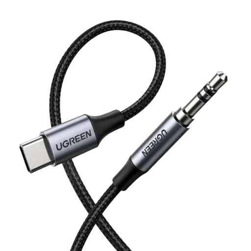 UGREEN 30633 Round USB-C Audio Cable 3.5mm M/M Aluminum Shell 1m Deep Gray
