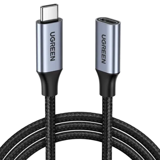 UGREEN 80810 USB-C Male to Female Gen2 5A Braided Cable 0.5m Black