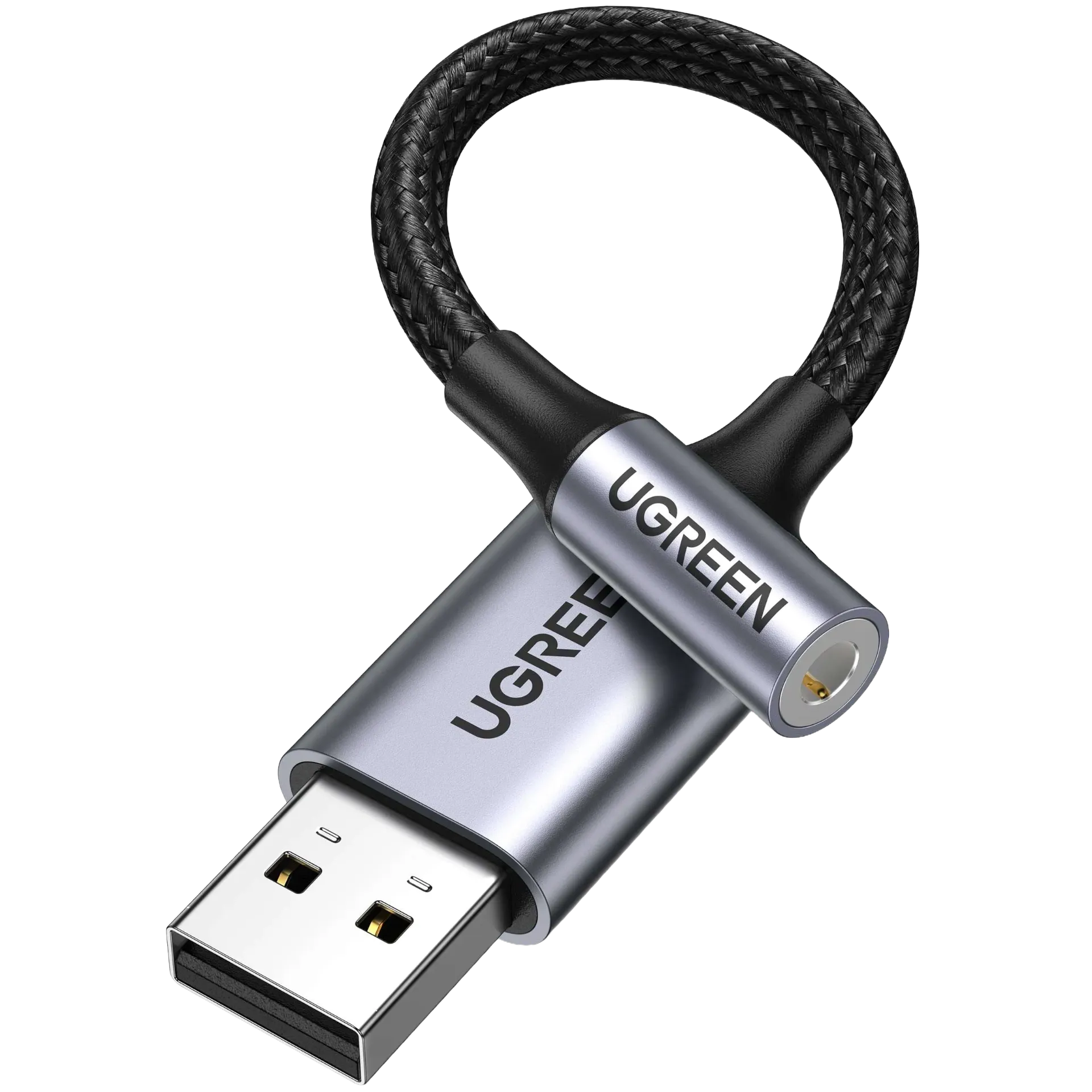 UGREEN 30757 USB 2.0 to 3.5mm Audio Adapter Aluminum Alloy 25cm Dark Gray