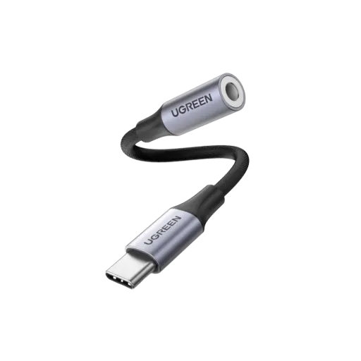 كيبل UGREEN 30632 USB Type C to 3.5mm Female Cable 10cm Gray
