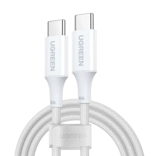 UGREEN 15267 USB-C to USB-C PD Fast Charging Silicone Braided Cable White 1m