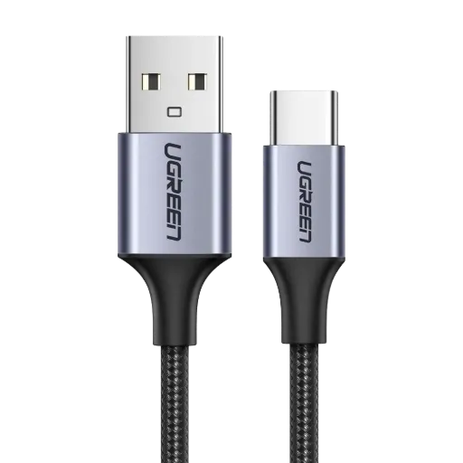 UGREEN 60126 USB-A to USB-C Braided Cable (Nickel Plating) - 1m (Black)