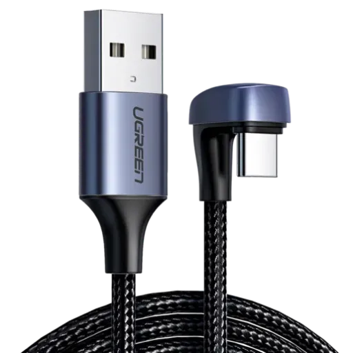 UGREEN 70313 USB-A to Angled USB-C Braided Cable - 1m Black