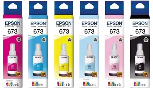 Epson T673 Ink 6-color ink set (Black, Cyan, Magenta, Yellow, Light Cyan, Light Magenta)
